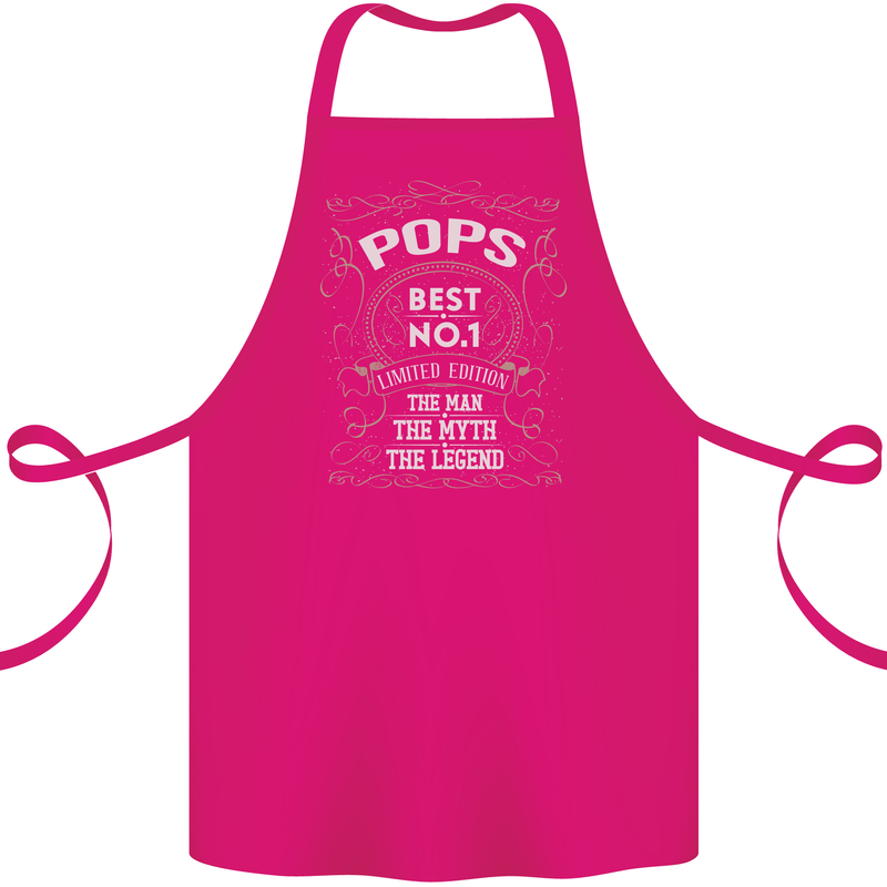 Father's Day No 1 Pops Man Myth Legend Cotton Apron 100% Organic Pink