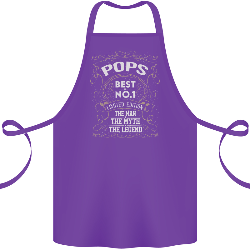 Father's Day No 1 Pops Man Myth Legend Cotton Apron 100% Organic Purple