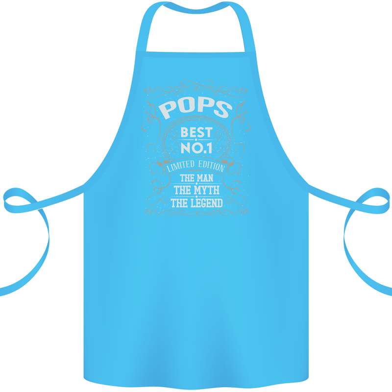 Father's Day No 1 Pops Man Myth Legend Cotton Apron 100% Organic Turquoise