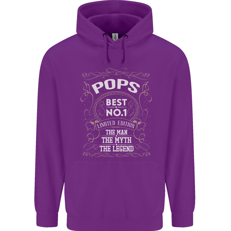 Father's Day No 1 Pops Man Myth Legend Mens 80% Cotton Hoodie Purple