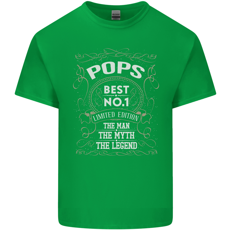 Father's Day No 1 Pops Man Myth Legend Mens Cotton T-Shirt Tee Top Irish Green