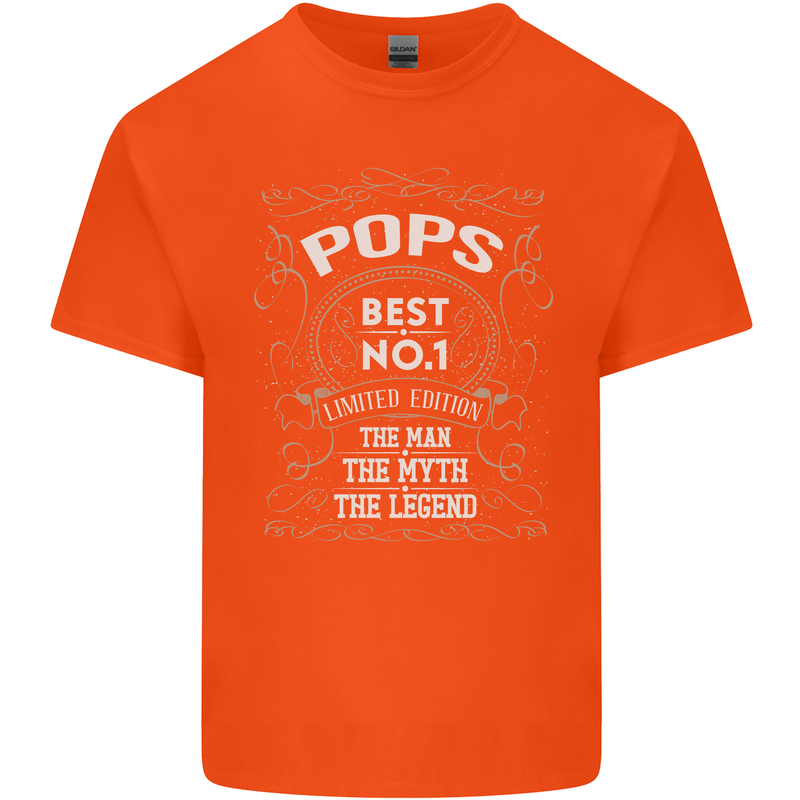Father's Day No 1 Pops Man Myth Legend Mens Cotton T-Shirt Tee Top Orange