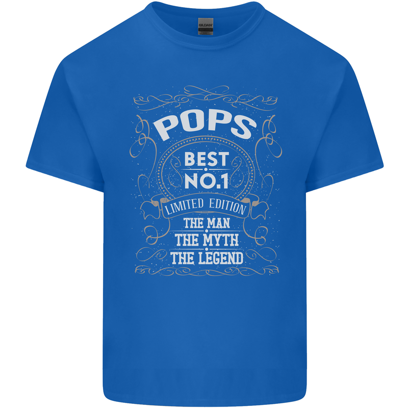 Father's Day No 1 Pops Man Myth Legend Mens Cotton T-Shirt Tee Top Royal Blue