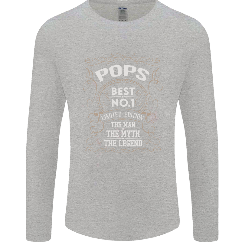 Father's Day No 1 Pops Man Myth Legend Mens Long Sleeve T-Shirt Sports Grey