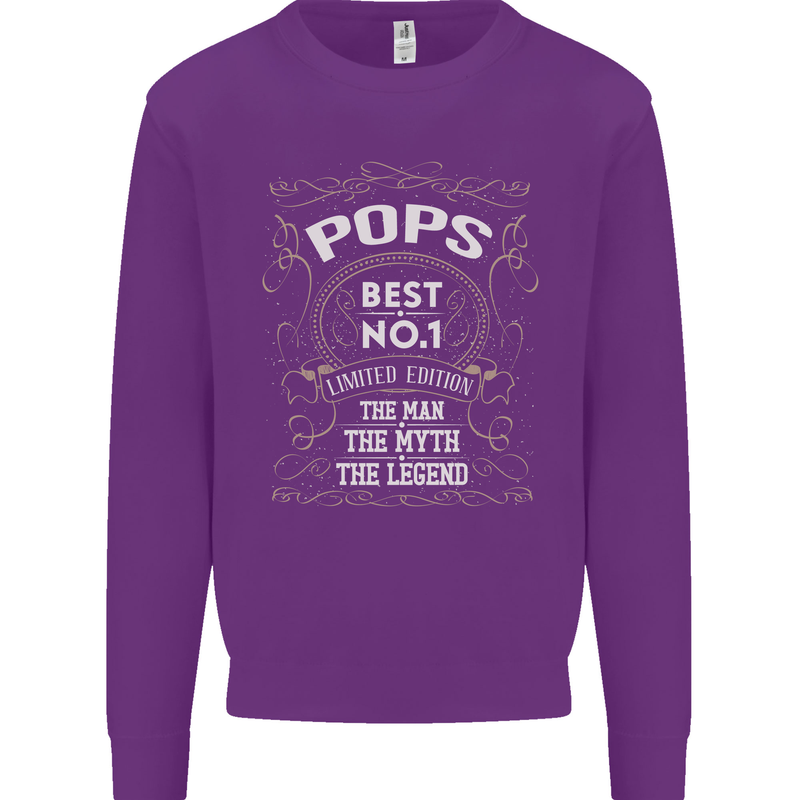 Father's Day No 1 Pops Man Myth Legend Mens Sweatshirt Jumper Purple