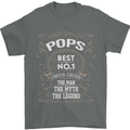 Father's Day No 1 Pops Man Myth Legend Mens T-Shirt Cotton Gildan Charcoal