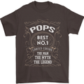 Father's Day No 1 Pops Man Myth Legend Mens T-Shirt Cotton Gildan Dark Chocolate