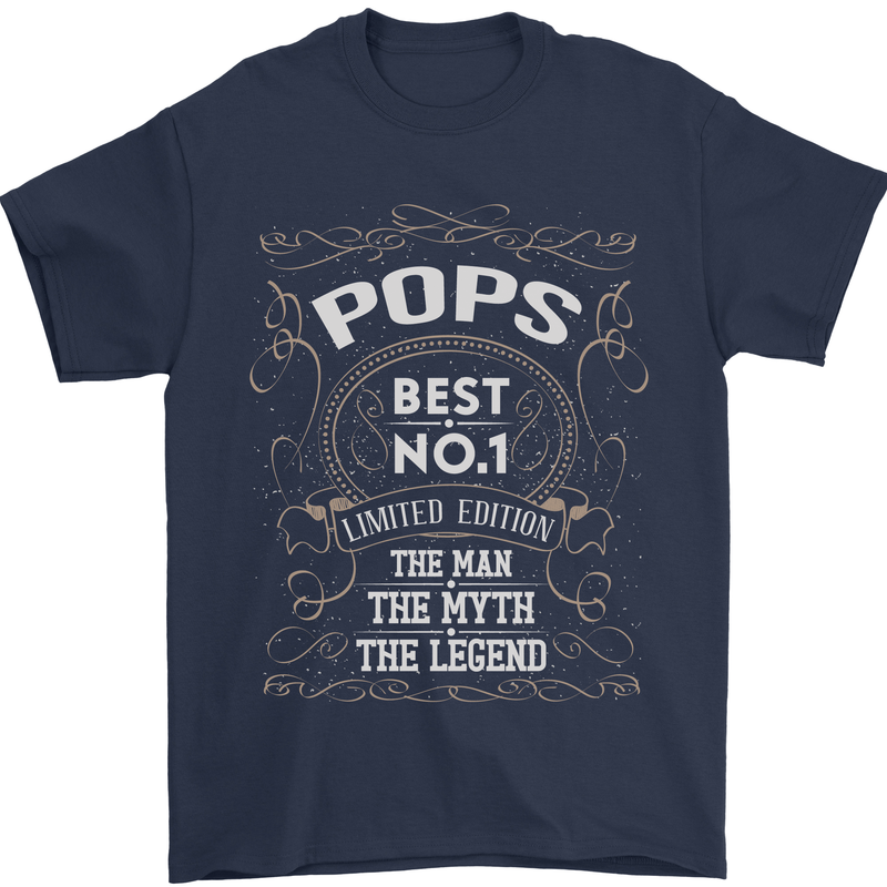 Father's Day No 1 Pops Man Myth Legend Mens T-Shirt Cotton Gildan Navy Blue