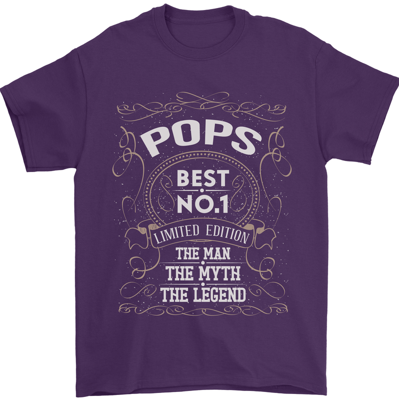 Father's Day No 1 Pops Man Myth Legend Mens T-Shirt Cotton Gildan Purple
