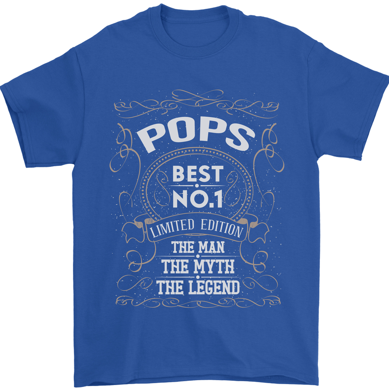 Father's Day No 1 Pops Man Myth Legend Mens T-Shirt Cotton Gildan Royal Blue