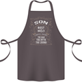 Father's Day No 1 Son Man Myth Legend Funny Cotton Apron 100% Organic Dark Grey