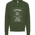Father's Day No 1 Son Man Myth Legend Funny Kids Sweatshirt Jumper Forest Green