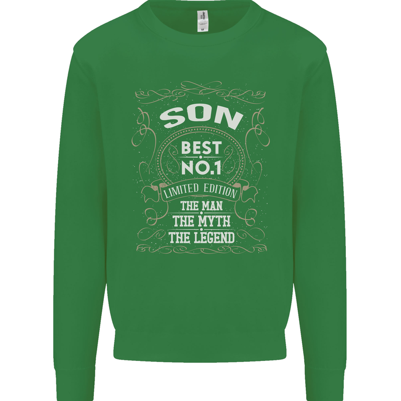 Father's Day No 1 Son Man Myth Legend Funny Kids Sweatshirt Jumper Irish Green