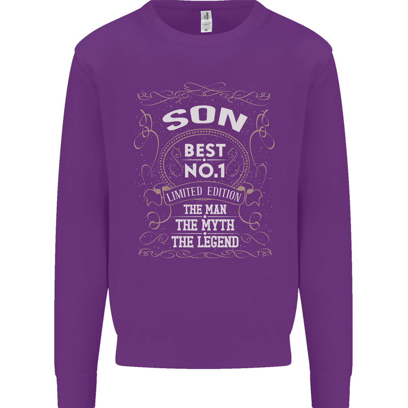 Father's Day No 1 Son Man Myth Legend Funny Kids Sweatshirt Jumper Purple