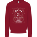 Father's Day No 1 Son Man Myth Legend Funny Kids Sweatshirt Jumper Red