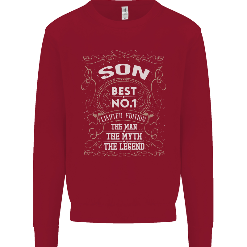 Father's Day No 1 Son Man Myth Legend Funny Kids Sweatshirt Jumper Red