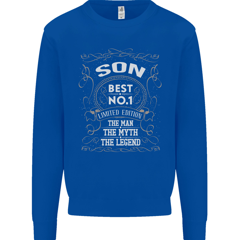 Father's Day No 1 Son Man Myth Legend Funny Kids Sweatshirt Jumper Royal Blue