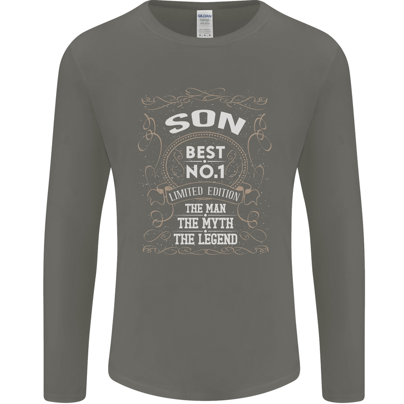 Father's Day No 1 Son Man Myth Legend Funny Mens Long Sleeve T-Shirt Charcoal