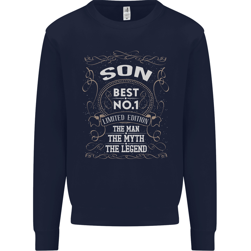 Father's Day No 1 Son Man Myth Legend Funny Mens Sweatshirt Jumper Navy Blue