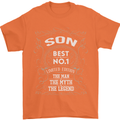 Father's Day No 1 Son Man Myth Legend Funny Mens T-Shirt Cotton Gildan Orange