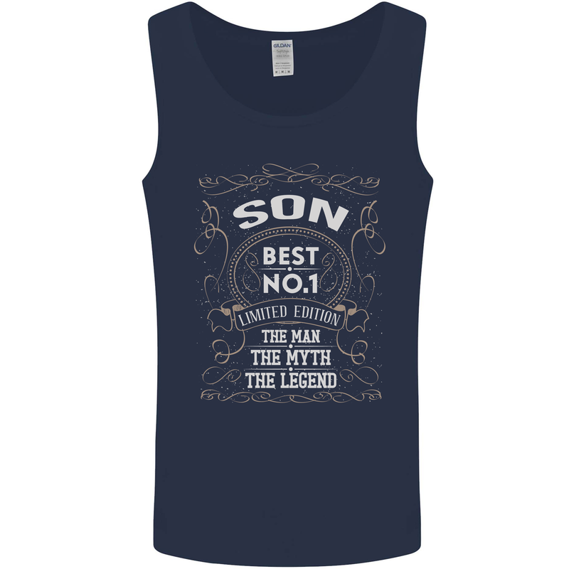 Father's Day No 1 Son Man Myth Legend Funny Mens Vest Tank Top Navy Blue