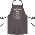 Father's Day No 1 Stepdad Step Dad Funny Cotton Apron 100% Organic Dark Grey