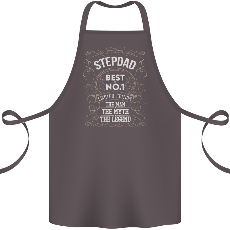 Father's Day No 1 Stepdad Step Dad Funny Cotton Apron 100% Organic Dark Grey