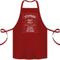 Father's Day No 1 Stepdad Step Dad Funny Cotton Apron 100% Organic Maroon