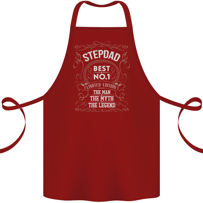 Father's Day No 1 Stepdad Step Dad Funny Cotton Apron 100% Organic Maroon