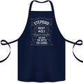 Father's Day No 1 Stepdad Step Dad Funny Cotton Apron 100% Organic Navy Blue