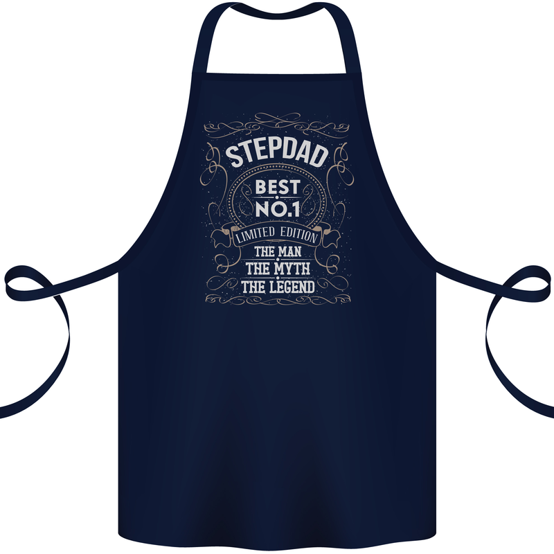 Father's Day No 1 Stepdad Step Dad Funny Cotton Apron 100% Organic Navy Blue