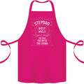 Father's Day No 1 Stepdad Step Dad Funny Cotton Apron 100% Organic Pink