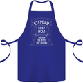 Father's Day No 1 Stepdad Step Dad Funny Cotton Apron 100% Organic Royal Blue