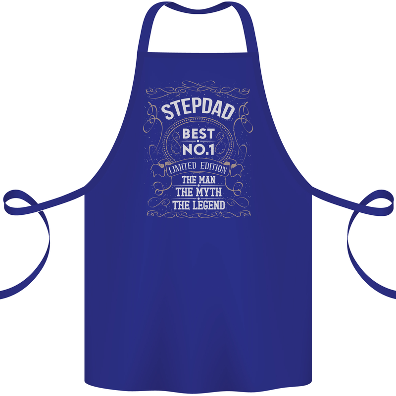 Father's Day No 1 Stepdad Step Dad Funny Cotton Apron 100% Organic Royal Blue