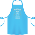 Father's Day No 1 Stepdad Step Dad Funny Cotton Apron 100% Organic Turquoise