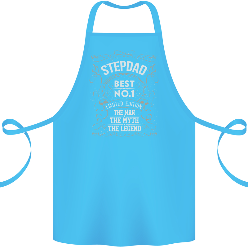 Father's Day No 1 Stepdad Step Dad Funny Cotton Apron 100% Organic Turquoise