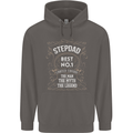 Father's Day No 1 Stepdad Step Dad Funny Mens 80% Cotton Hoodie Charcoal