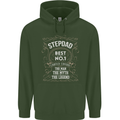 Father's Day No 1 Stepdad Step Dad Funny Mens 80% Cotton Hoodie Forest Green
