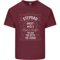 Father's Day No 1 Stepdad Step Dad Funny Mens Cotton T-Shirt Tee Top Maroon
