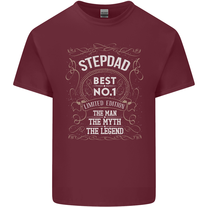 Father's Day No 1 Stepdad Step Dad Funny Mens Cotton T-Shirt Tee Top Maroon