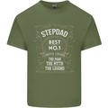 Father's Day No 1 Stepdad Step Dad Funny Mens Cotton T-Shirt Tee Top Military Green