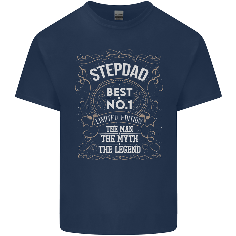 Father's Day No 1 Stepdad Step Dad Funny Mens Cotton T-Shirt Tee Top Navy Blue