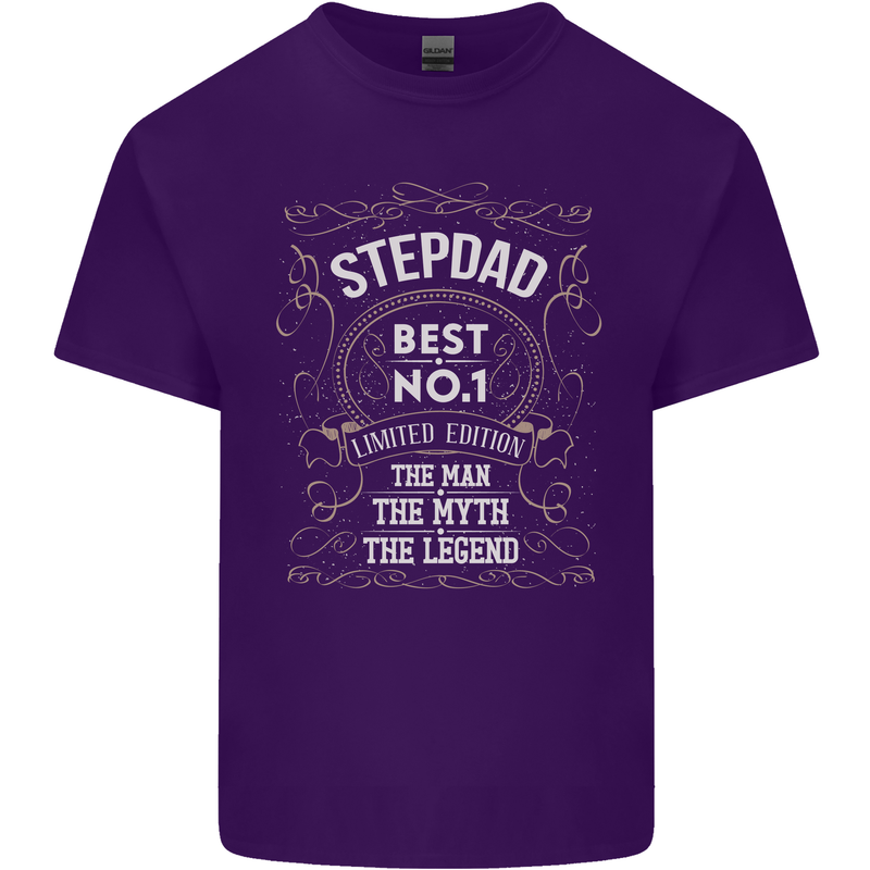 Father's Day No 1 Stepdad Step Dad Funny Mens Cotton T-Shirt Tee Top Purple