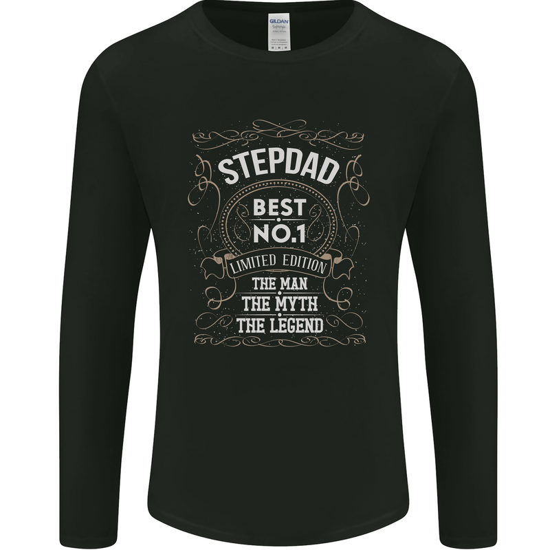 Father's Day No 1 Stepdad Step Dad Funny Mens Long Sleeve T-Shirt Black
