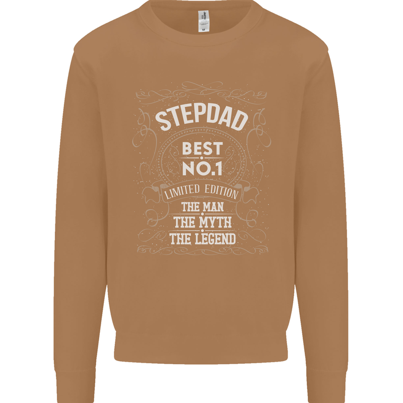Father's Day No 1 Stepdad Step Dad Funny Mens Sweatshirt Jumper Caramel Latte