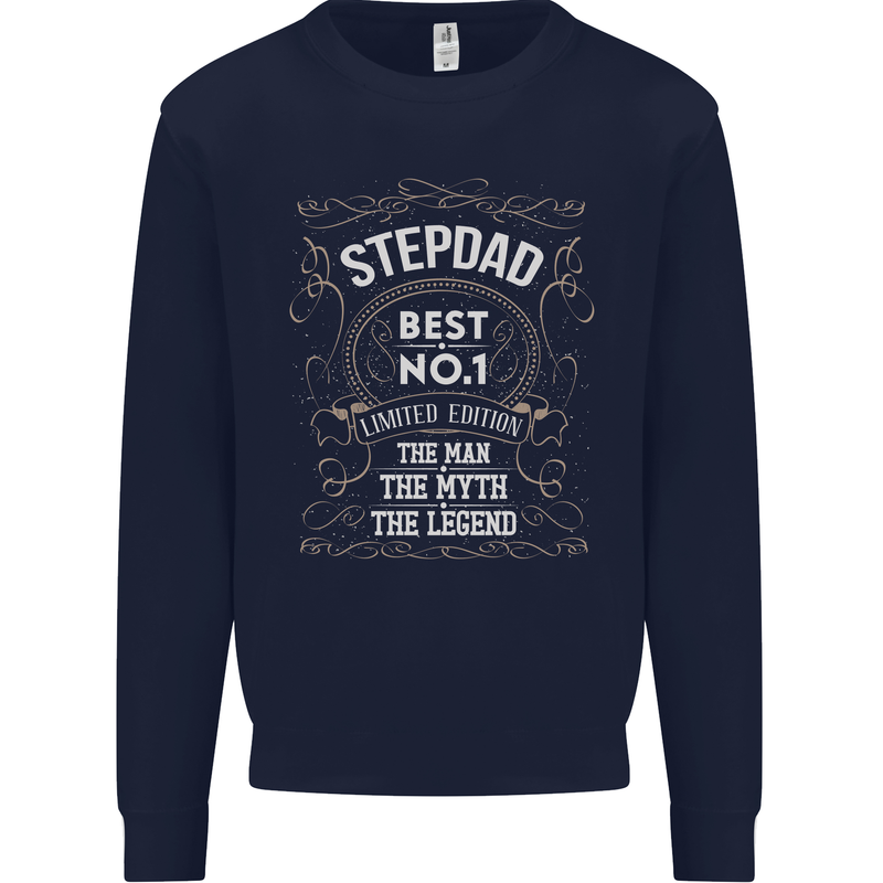 Father's Day No 1 Stepdad Step Dad Funny Mens Sweatshirt Jumper Navy Blue