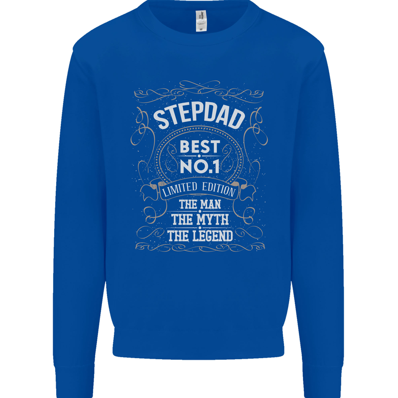 Father's Day No 1 Stepdad Step Dad Funny Mens Sweatshirt Jumper Royal Blue