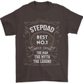 Father's Day No 1 Stepdad Step Dad Funny Mens T-Shirt Cotton Gildan Dark Chocolate