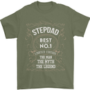 Father's Day No 1 Stepdad Step Dad Funny Mens T-Shirt Cotton Gildan Military Green