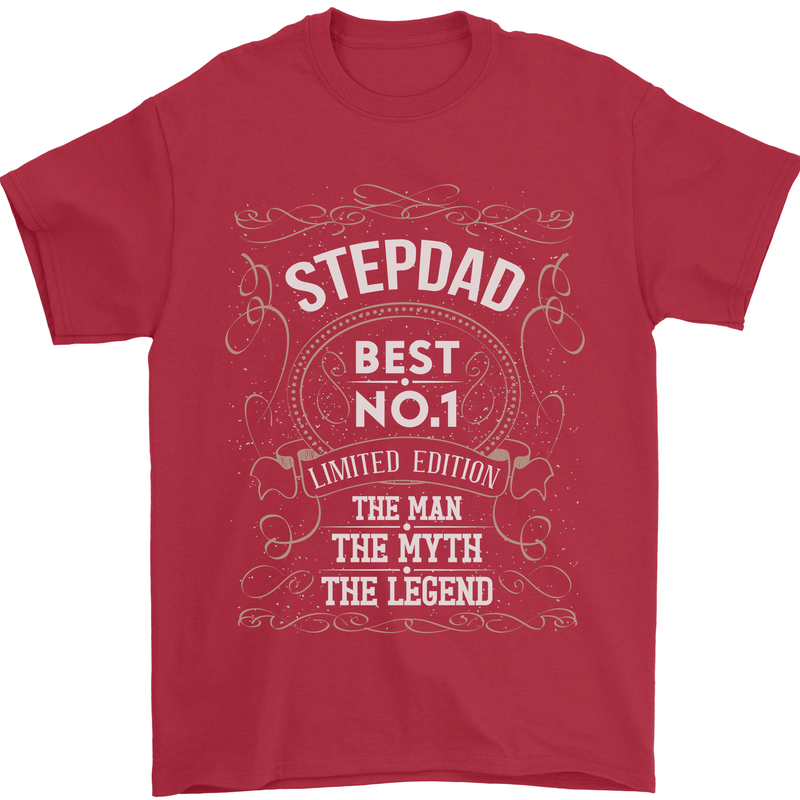Father's Day No 1 Stepdad Step Dad Funny Mens T-Shirt Cotton Gildan Red
